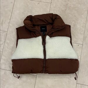 Forever 21 Brown and White Puffer Vest